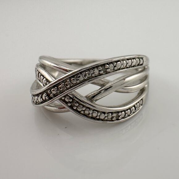Beautiful Braided Strands Ring with Diamond Accent Size 7 - Picture 8 of 16